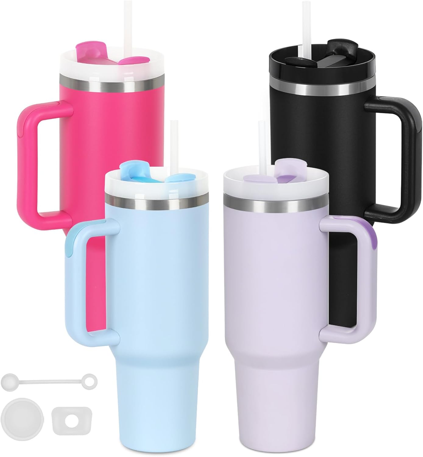 Set of 4 large-capacity colored insulated tumblers