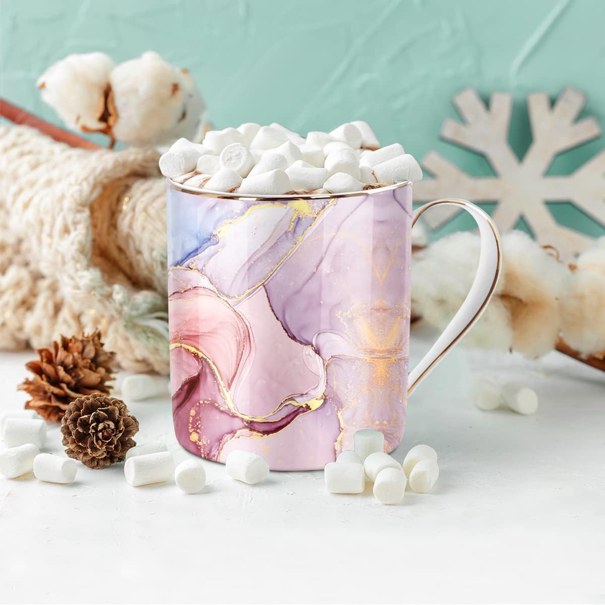 Pink Marble-Pattern Ceramic Mug for Women - Image 3