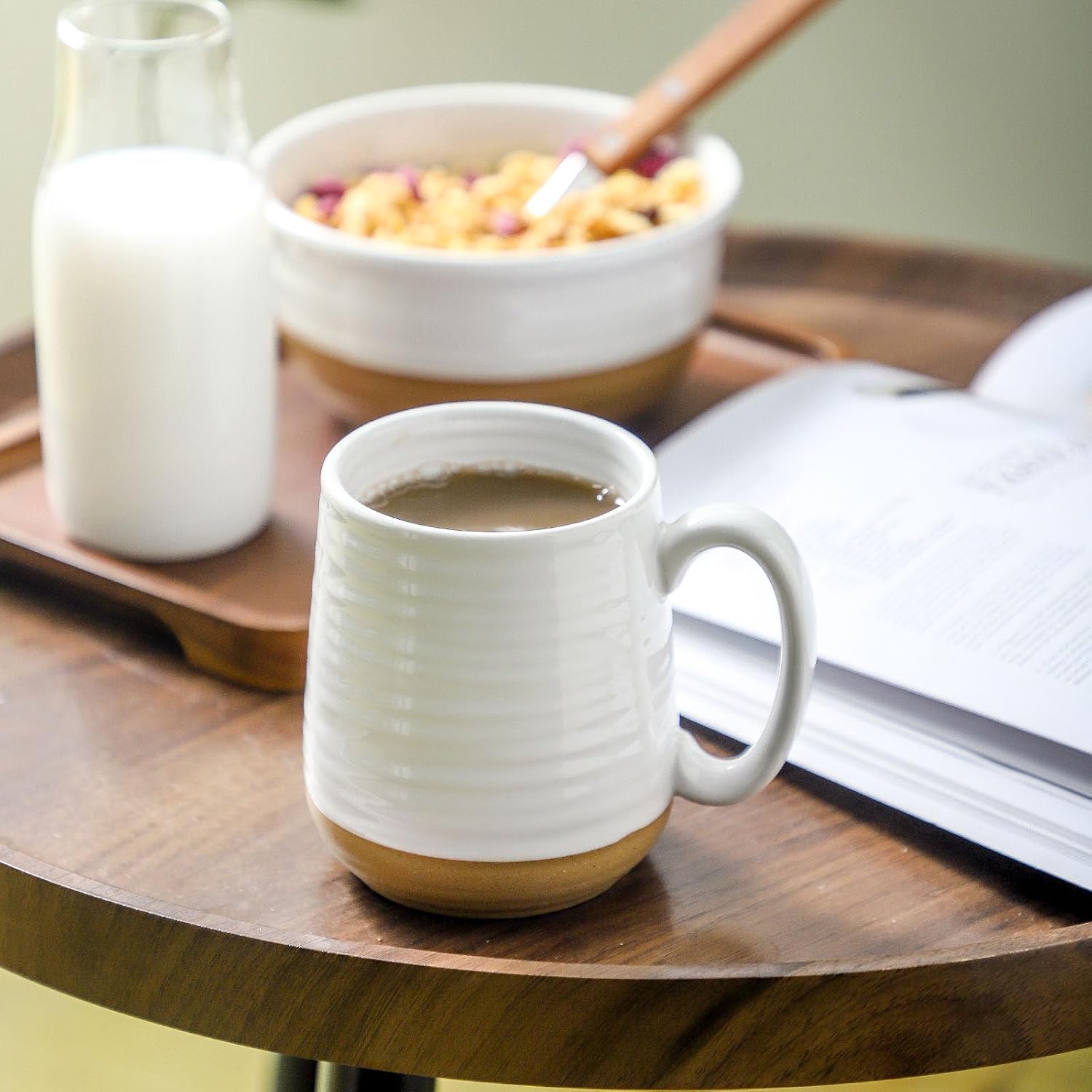 Set of 6 Classic White Ceramic Mugs
