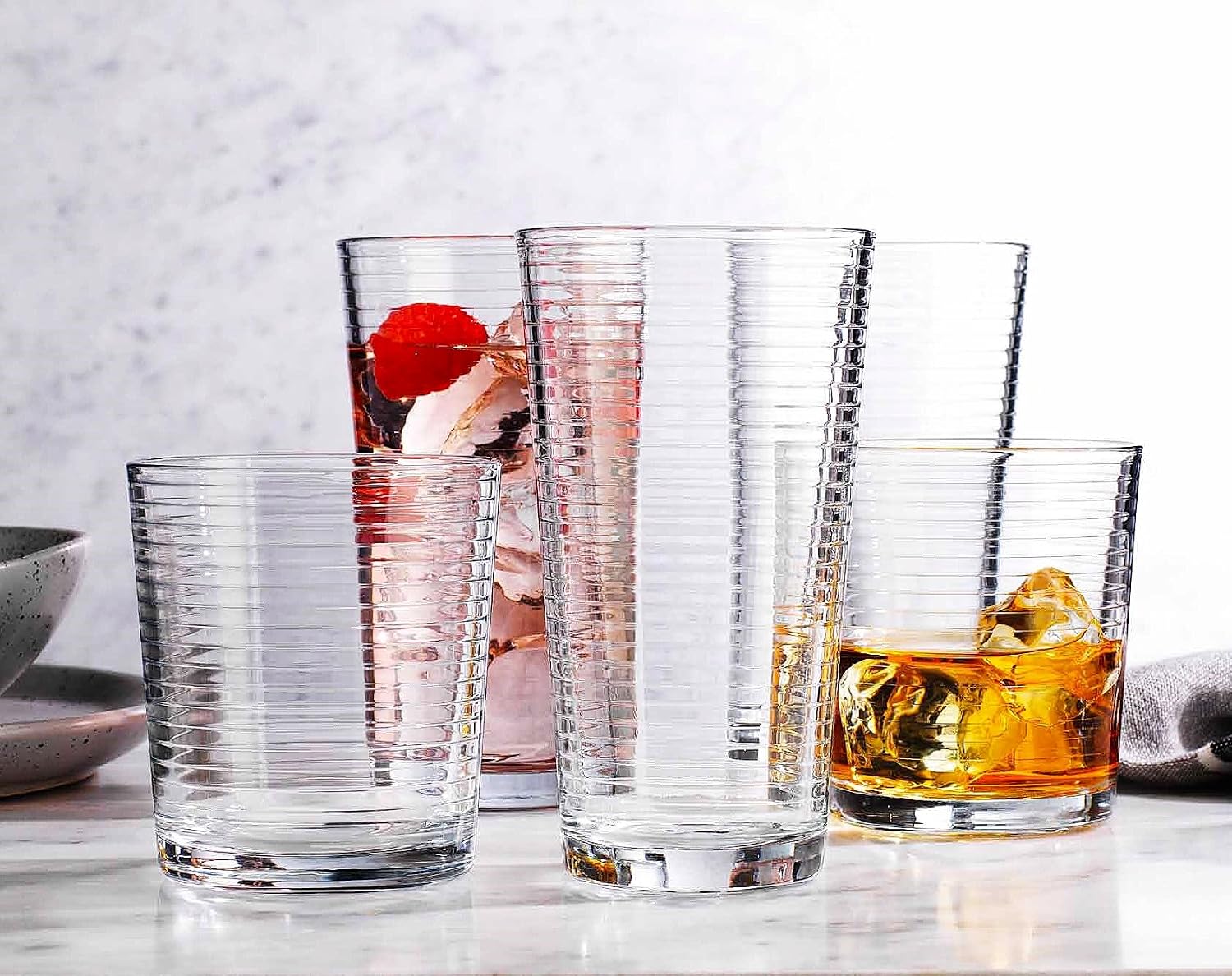 12-Piece Ribbed Glassware Set - Image 2