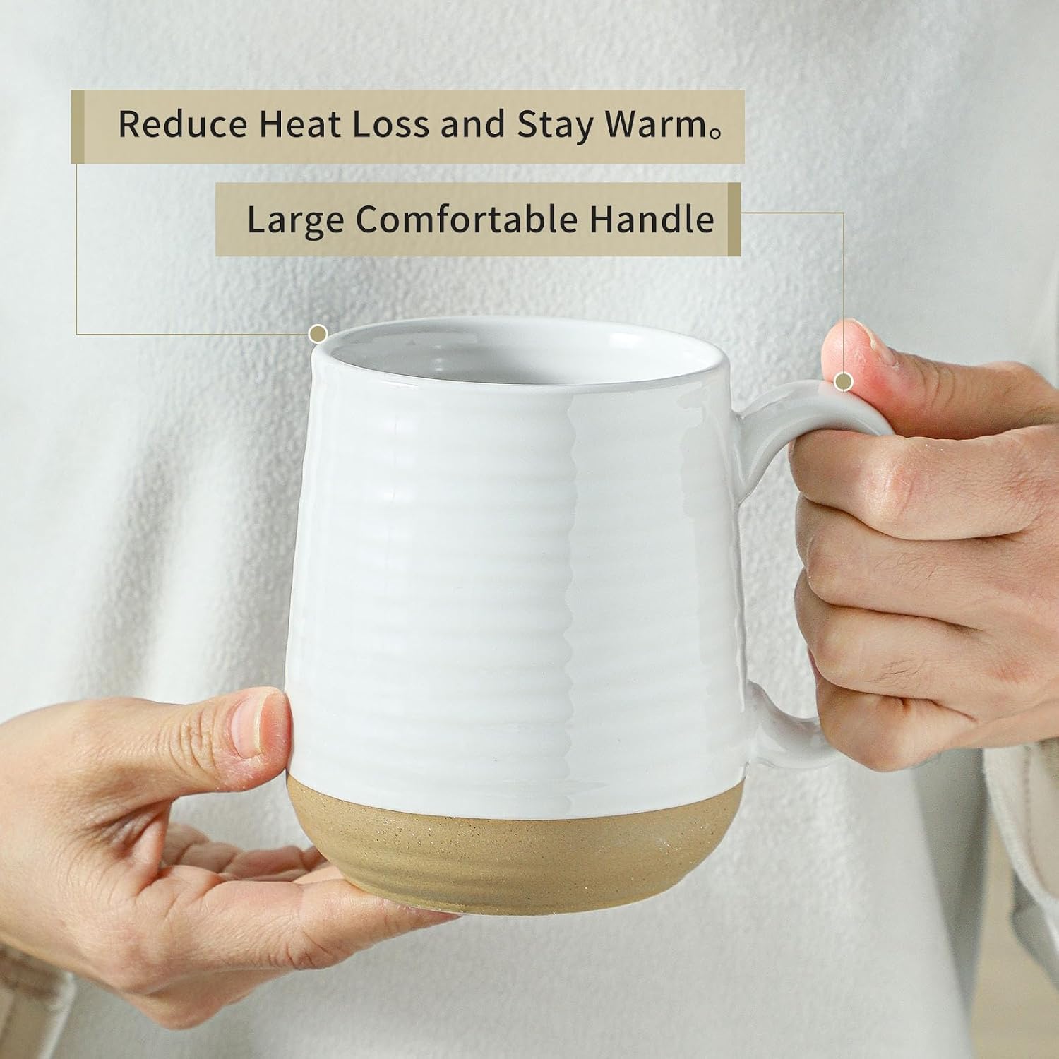 Set of 6 Classic White Ceramic Mugs - Image 2