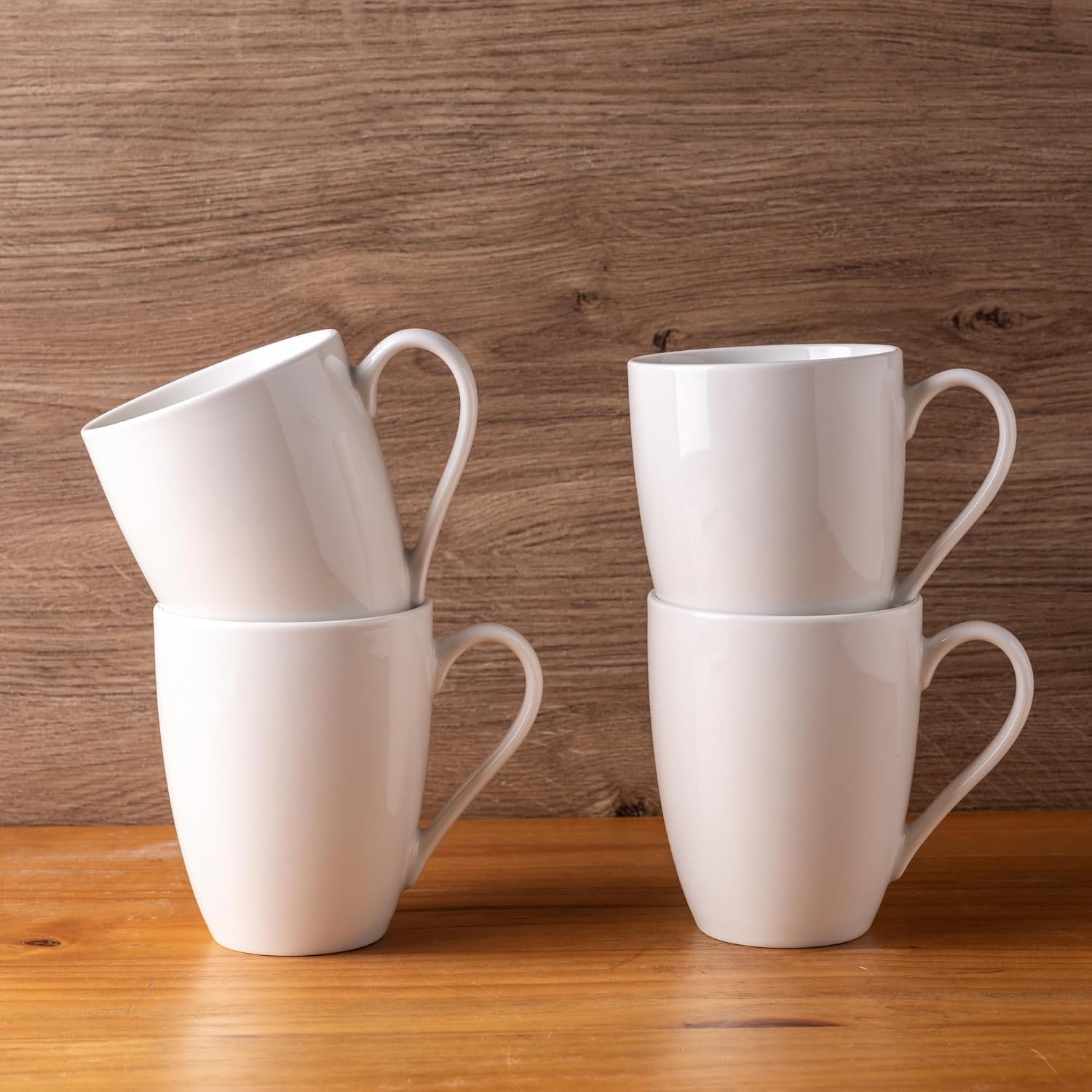 Set of 12 Off-White Lightweight Ceramic Mugs