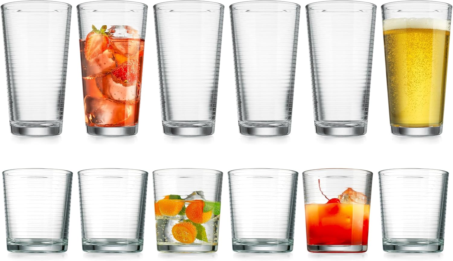 12-Piece Ribbed Glassware Set