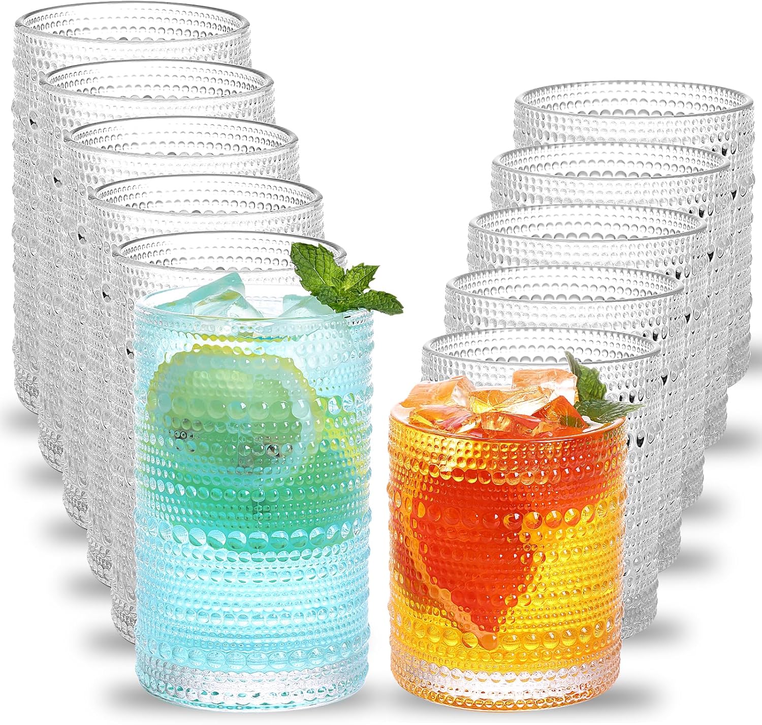 12-Piece Embossed Glass Tumbler Set
