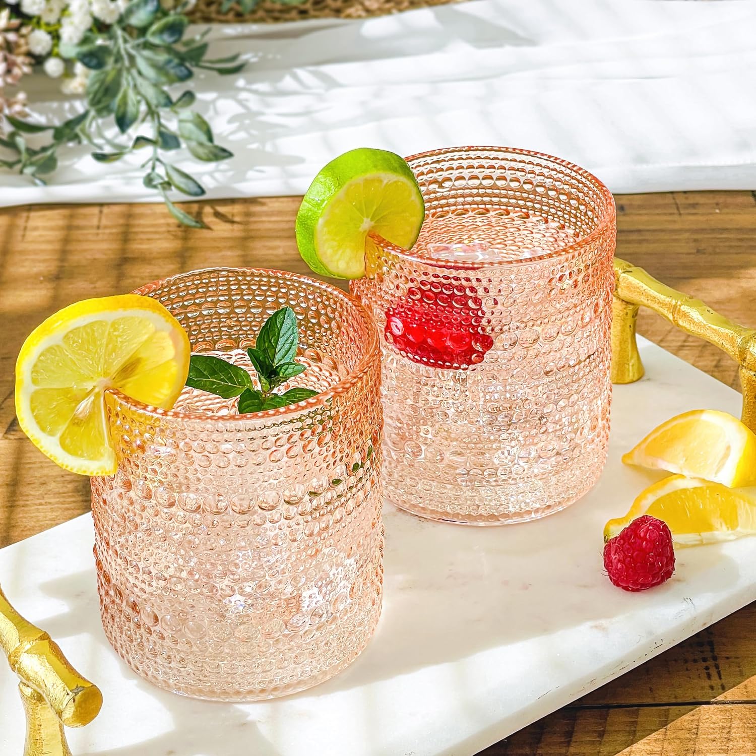 Set of 6 Rose Gold Beaded Vintage-Style Glasses - Image 2