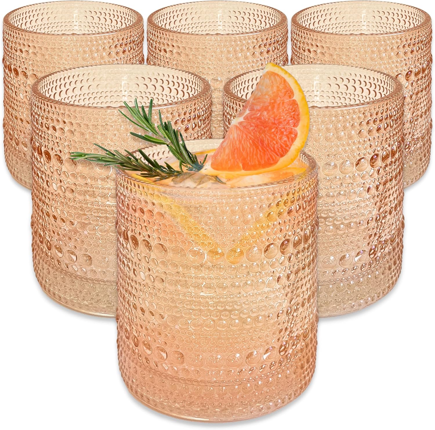 Set of 6 Rose Gold Beaded Vintage-Style Glasses